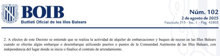 Requisitos charter Baleares