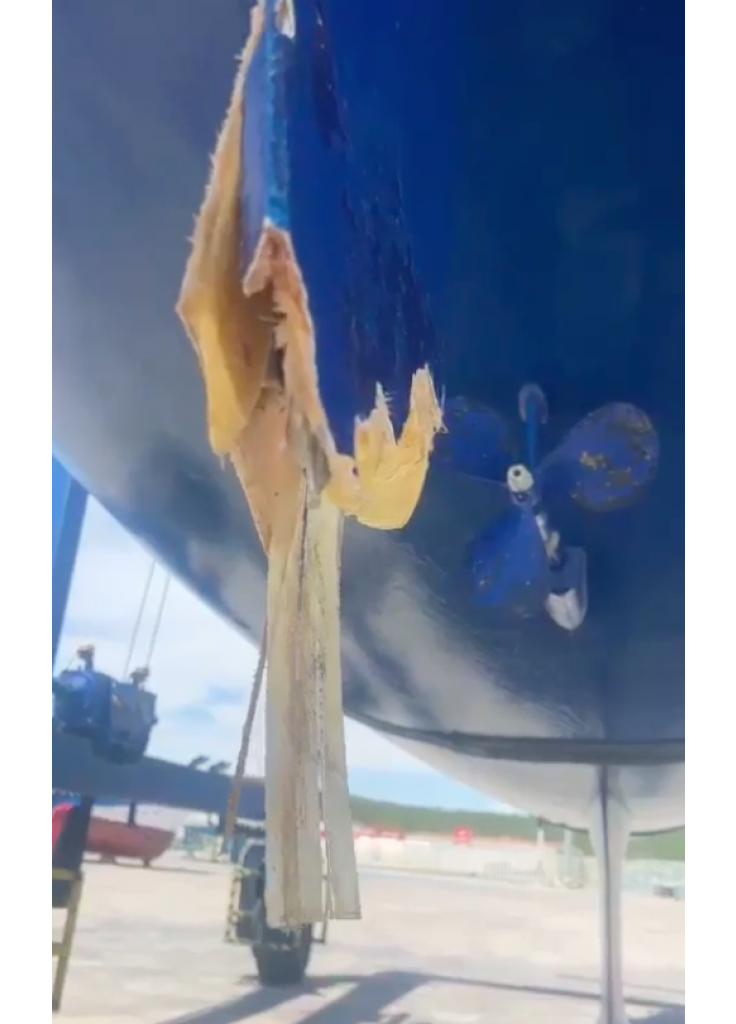 Imagen del timón tras el encuentro