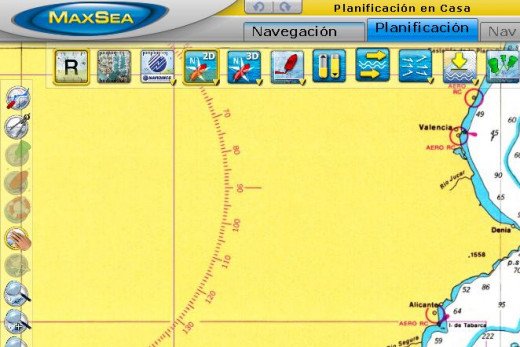 Modo de planificación y modo de navegación en MaxSea Time Zero